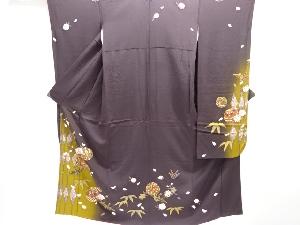 毬に折鶴・草花模様刺繍振袖